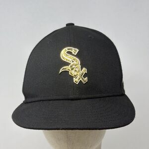Chicago White Sox New Era 9FIFTY Snapback Hat Black Gold Metal Logo MLB